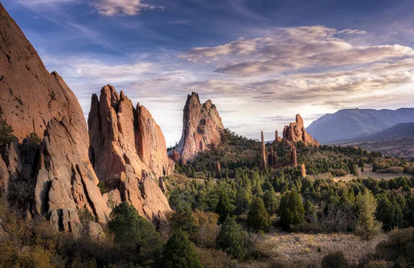 Garden Gods State Park Sunset Colorado Springs Colorado Summer Popular — Photo