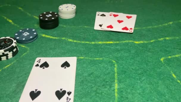 Lay Out Cards Playing Poker Four Kind — Stock Video