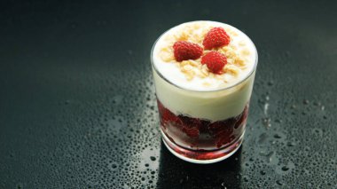 Dessert with ripe berries for breakfast