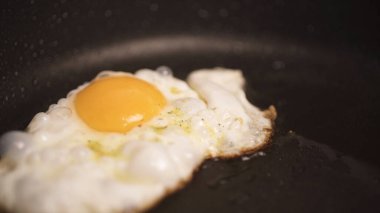 Fried egg in a frying pan for breakfast