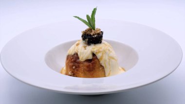 Fresh cake in a large white plate