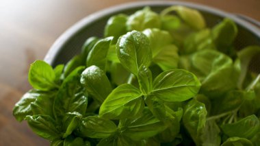 Nane yapraklarını elek ile yıkadım.