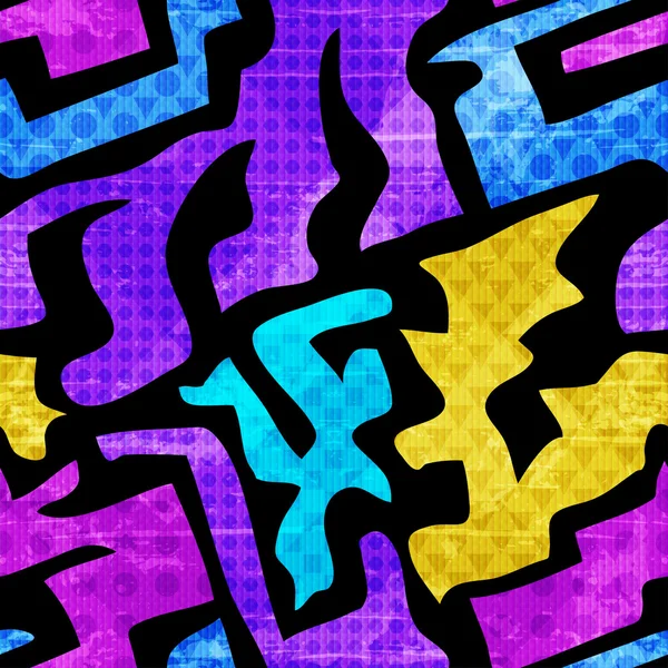 Grunge colored graffiti seamless pattern — Stock Vector