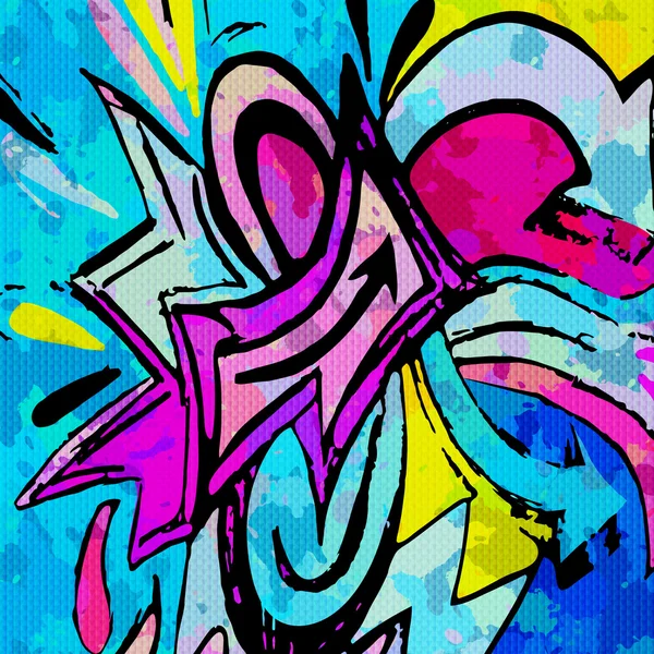 Polygones colorés motif de graffiti sur un fond jaune — Image vectorielle