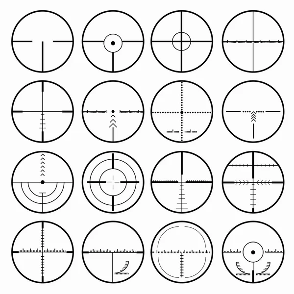 Sniper scope monokrom samling av ikoner — Stock vektor