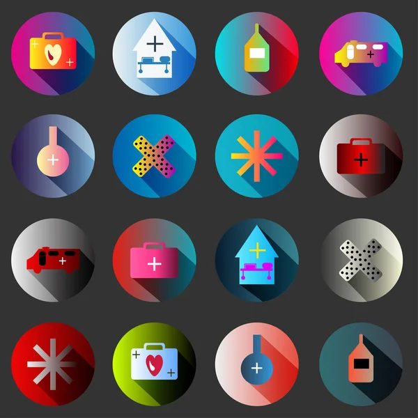 Símbolos médicos con colección de iconos de color sombra — Archivo Imágenes Vectoriales