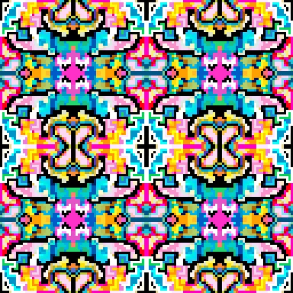 Pixels brillamment colorés fond géométrique sans couture — Image vectorielle