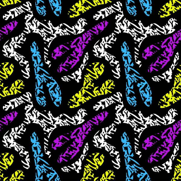 Graffiti beautiful seamless pattern on a black background vector illustration — Stock Vector