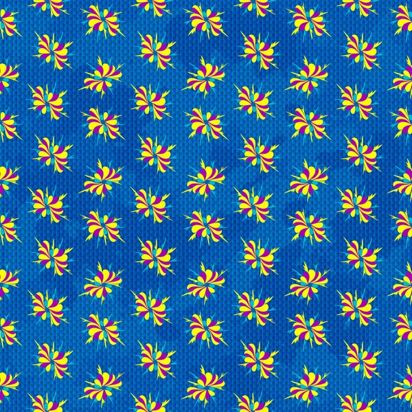 Fleurs colorées abstraites sur fond bleu motif sans couture — Image vectorielle