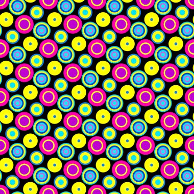 bir siyah arka plan seamless modeli üzerinde psychedelic küçük daire