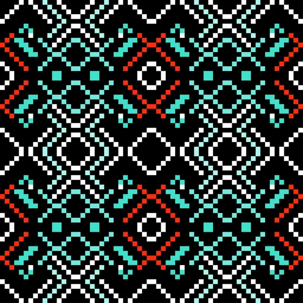 色付きピクセルを幾何学的なシームレスな美しいパターン — ストックベクタ