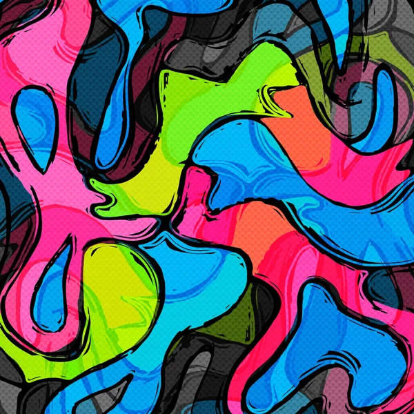 Ilustración vector patrón de graffiti de color psicodélico — Vector de stock