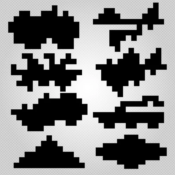 Colección de símbolos de píxeles abstractos aislados — Vector de stock