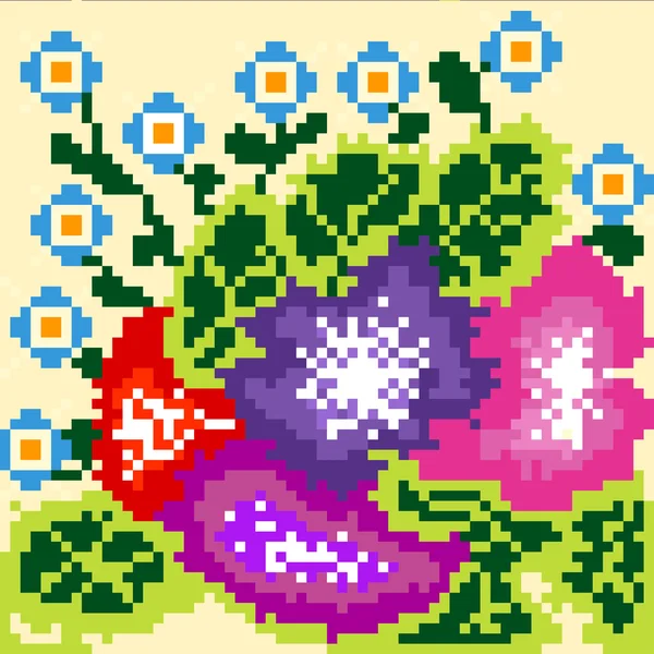 Çiçek hafif bir arka plan üzerinde piksel — Stok Vektör