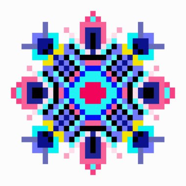 Küçük piksel beyaz bir arka plan üzerinde Mandala