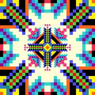 piksel güzel soyut geometrik Dikişsiz desen vektör çizim