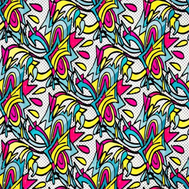 Renkli grafiti sorunsuz doku vektör çizim