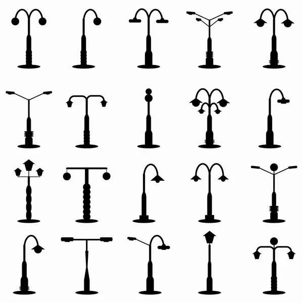 Lampioni isolati simboli monocromatici — Vettoriale Stock