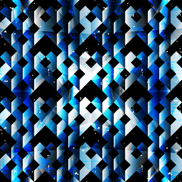 Blå geometriska mönster på en färgstark bakgrund grunge konsistens — Stock vektor