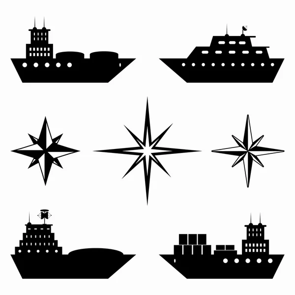 Collection monochrome d'icônes de navires — Image vectorielle