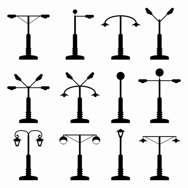 Street lights isolated monochrome icons — Stock Vector