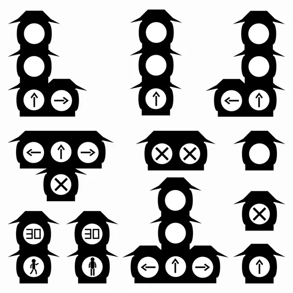Black traffic lights icons collection — Stock Vector