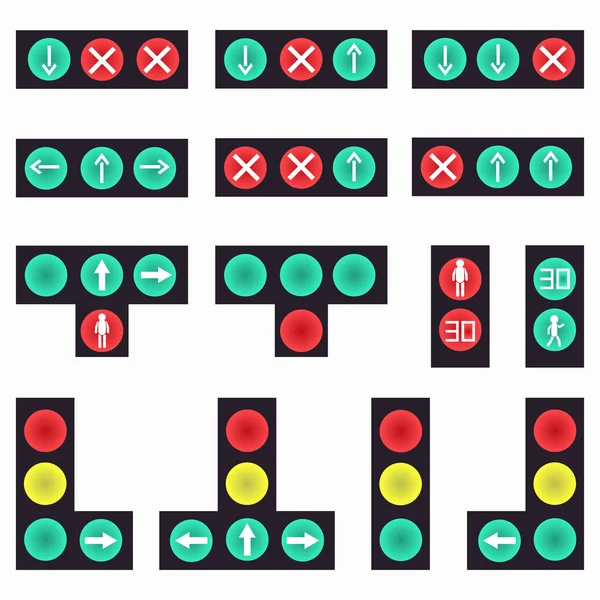 Collezione di semafori colorati simboli astratti — Vettoriale Stock