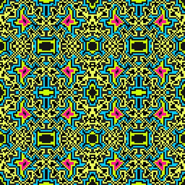 Helles geometrisches nahtloses Muster farbiger Pixel — Stockvektor
