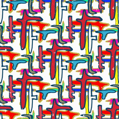 Grafiti parlak Dikişsiz desen beyaz arka plan vektör çizim üzerinde