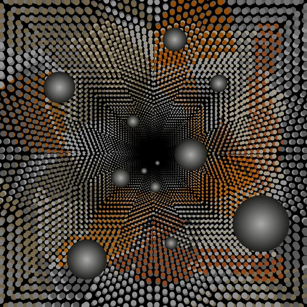 Кольорові маленькі кола в лабіринті геометричного фону — стоковий вектор