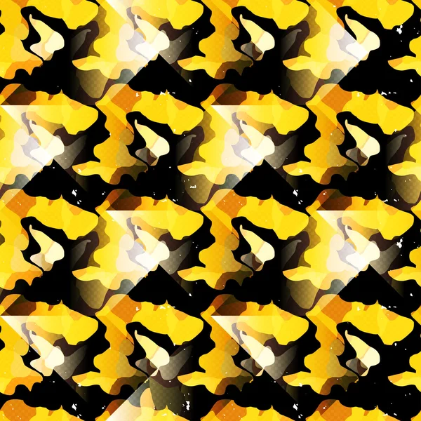 Graffiti amarillo patrón abstracto sin costuras sobre un fondo negro — Vector de stock
