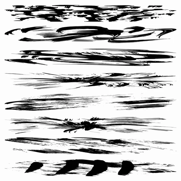 Conjunto de pinceladas negras sobre fondo blanco — Archivo Imágenes Vectoriales