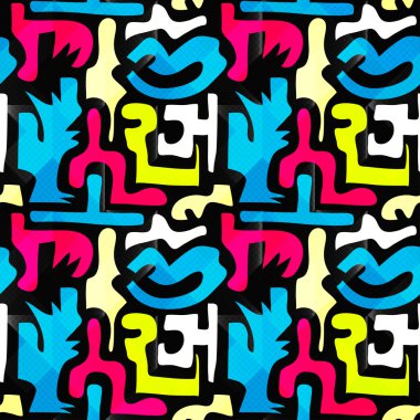 parlak grafiti geometrik seamless modeli grunge etkisi