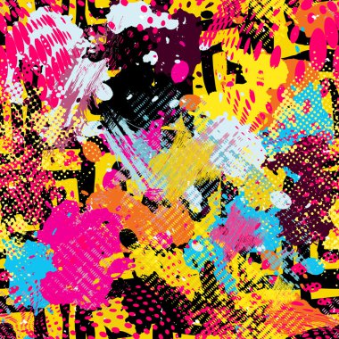 Grafiti parlak psychedelic Dikişsiz desen vektör çizim