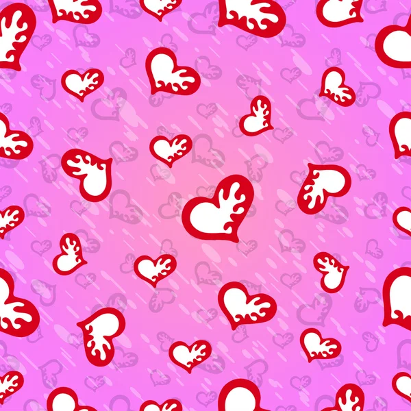 Modèle abstrait vectoriel sans couture coeur et pétales de fleurs Saint Valentin — Image vectorielle