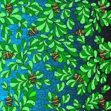 yaprakları üzerinde hata arka plan duvar kağıdı illüstrasyon vektör