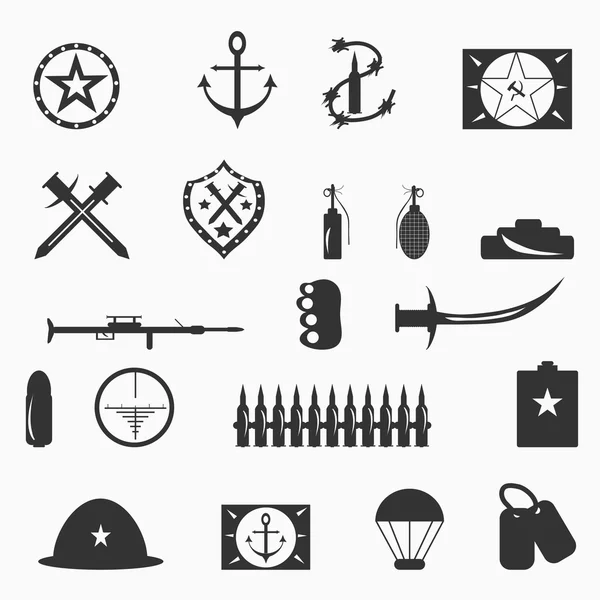 Векторная иллюстрация военных символов — стоковый вектор