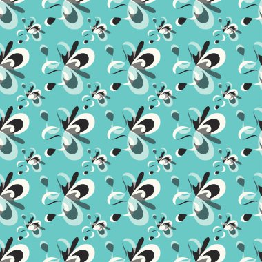 abstract objects retro style on a blue background seamless pattern