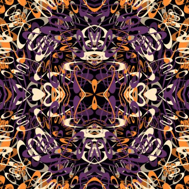 purple and orange lines heart stripes on a dark background wallpaper