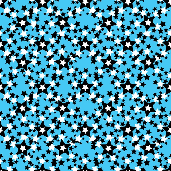 Estrelas em preto e branco em um fundo azul sem costura padrão —  Vetores de Stock
