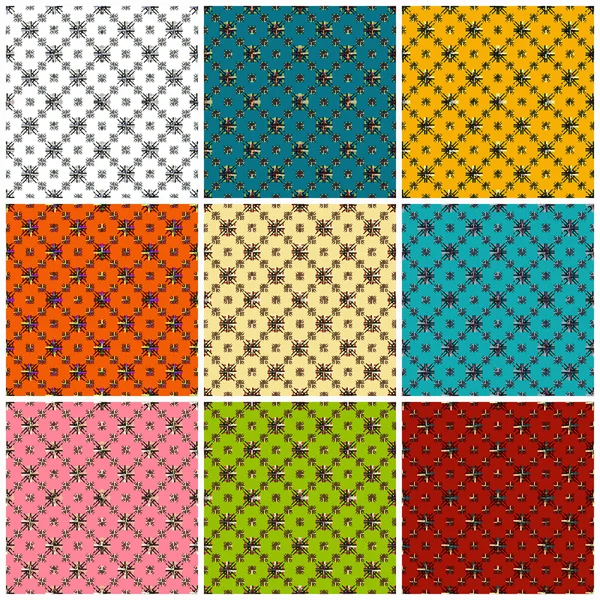 벡터 일러스트 레이 션의 아름 다운 색깔된 완벽 한 패턴 컬렉션 — 스톡 벡터