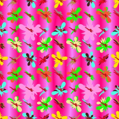 petals of flowers on a pink background vector seamless pattern