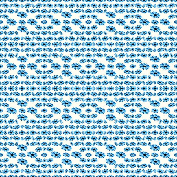 Blue flowers on a white background seamless pattern vector illustration — Stockvector