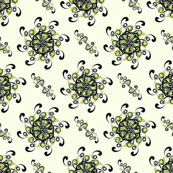 Green abstract flowers on a light background pattern seamless vector — 图库矢量图片