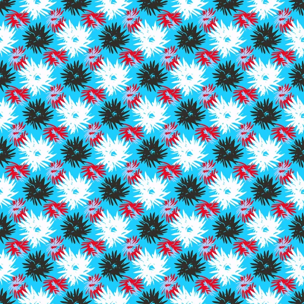 Red black white flowers on a blue background vector illustration — Διανυσματικό Αρχείο