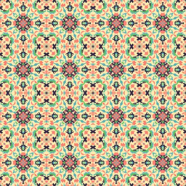 abstract objects on a light background in retro style seamless pattern vector illustration