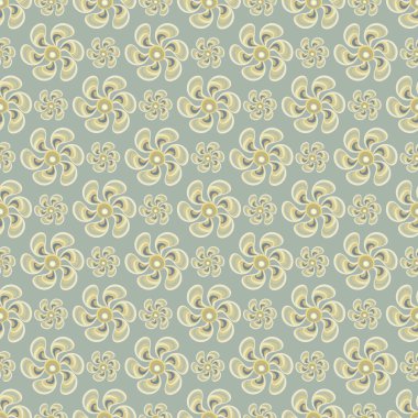 delicate abstract flowers on gray background seamless pattern vector illustration