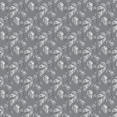 tree leaves on a gray background vector illustration seamless pattern