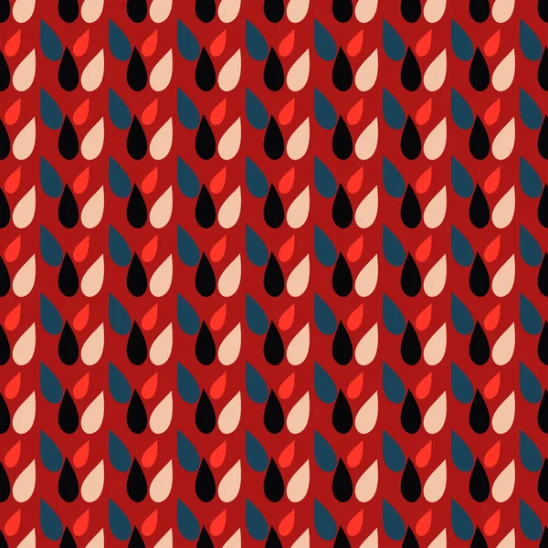 Prachtige gekleurde druppels op rode achtergrond naadloze patroon vectorillustratie — Stockvector