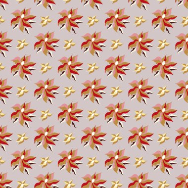 beautiful flower petals on a gray background seamless pattern vector illustration